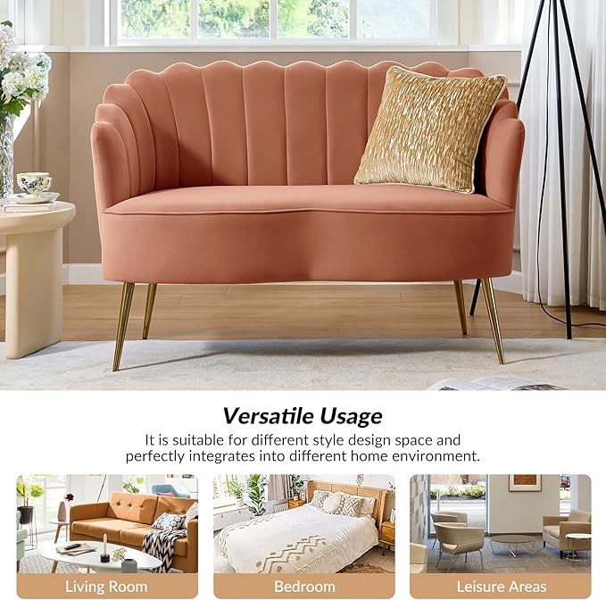 HULALA HOME Modern Velvet Loveseat Sofa