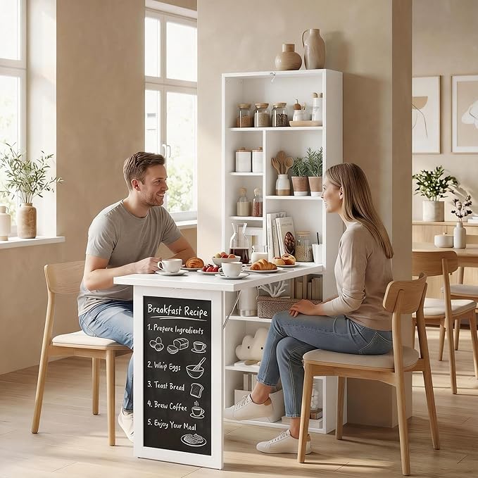 HOMCOM Foldable Convertible Writing Table, Wall Mounted Space-Saving Computer
