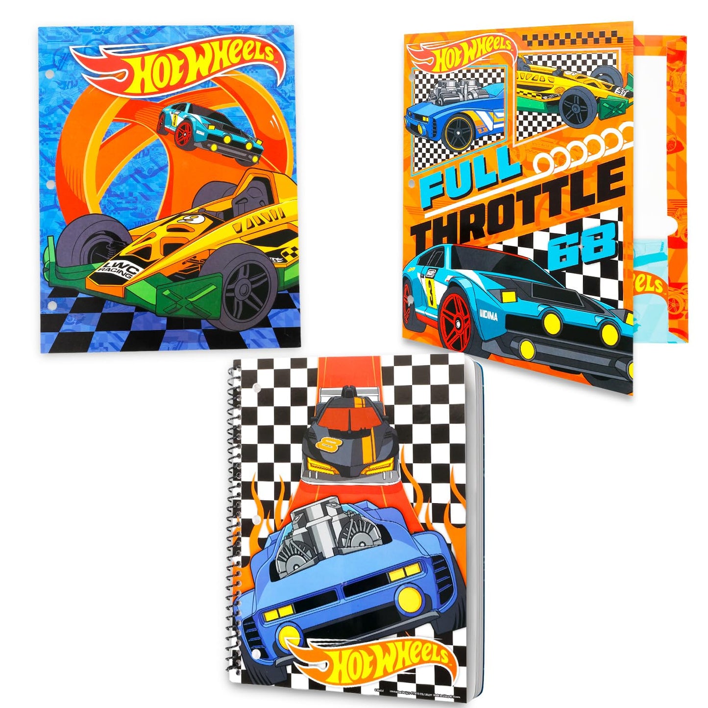 Hot Wheels Back to School Set for Kids - 11 Piece Bundle with Folders, Notebook, Pencils, Stickers, and More | Hot Wheels School Supplies