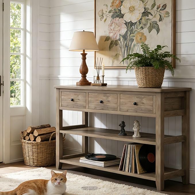 Karl home Console Table with 3 Drawers, Living Room