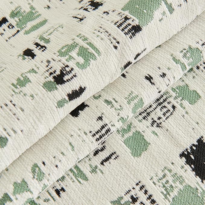 DREAMINGO Abstract Chenille Couch Cover Blanket Beige Green Black Boho Sofa