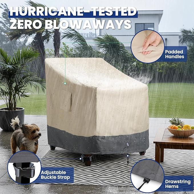 2 Pack Extra Heavy Duty Waterproof Patio Chair Covers