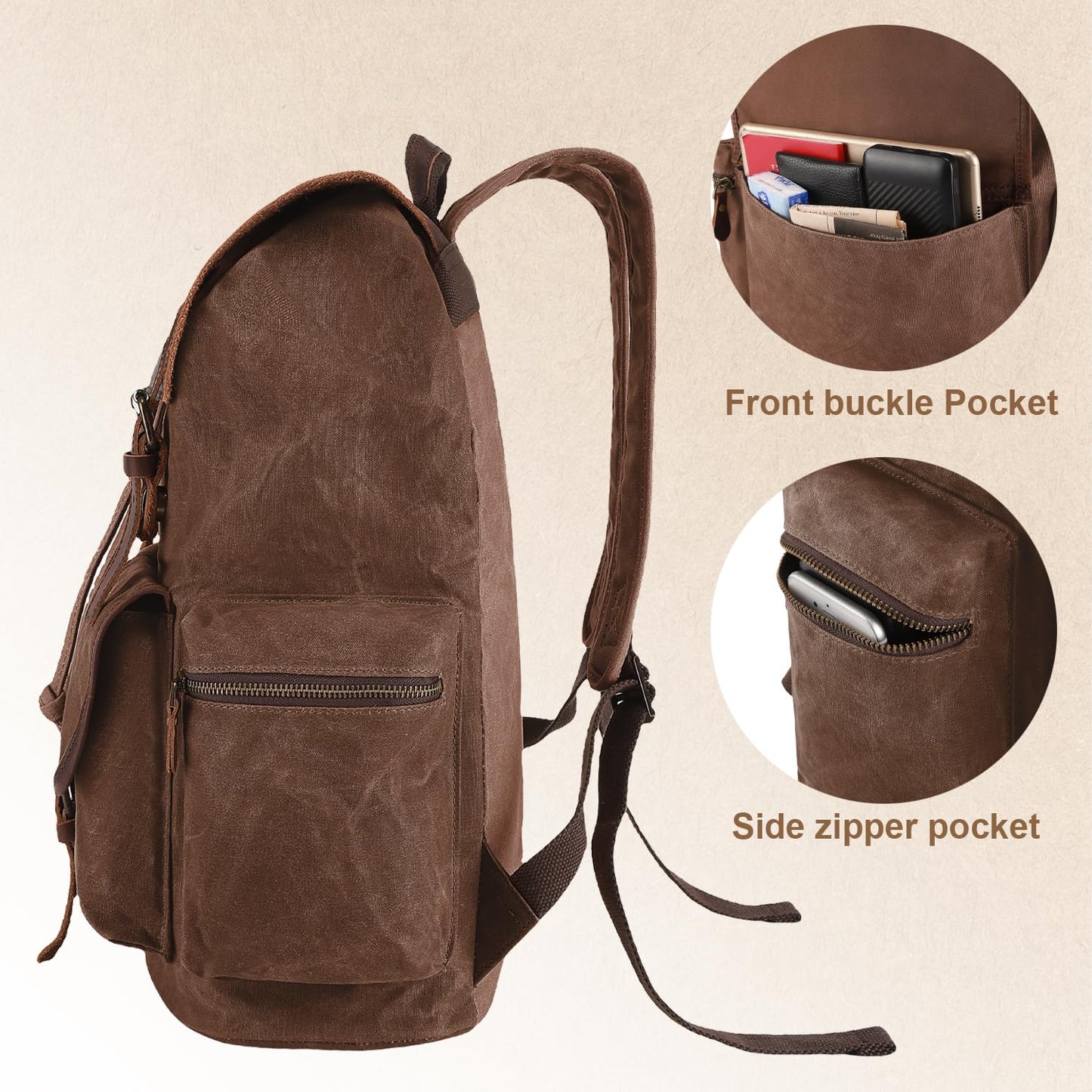 NEHOR Vintage Waxed Canvas Backpack Casual