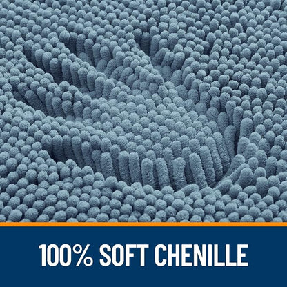 OLANLY Bathroom Rugs 30x18, Extra Soft Absorbent Chenille Bath Rugs, Rubber Backing Quick Dry, Machine Washable Bath Mats for Bathroom Floor, Tub and Shower, Home Decor Accessories, Airy Blue