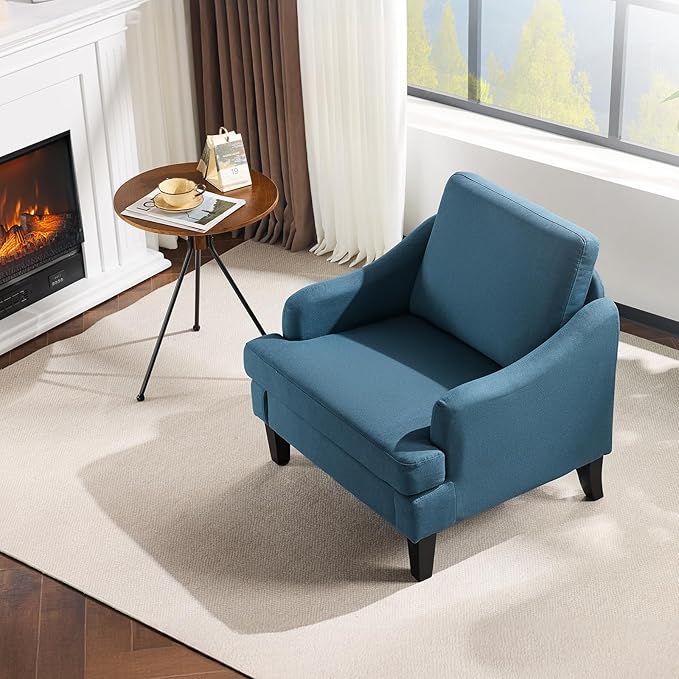 VINGLI Linen Fabric Accent Chairs Set of 2, Comfy Sofa Chair Living Room