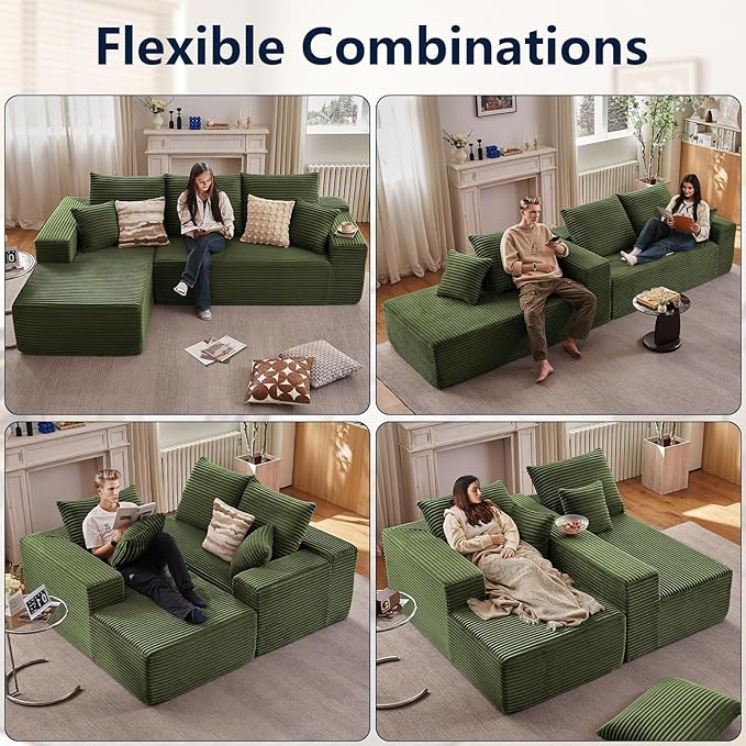 108” Cloud Sectional Couch, Boneless Sofa
