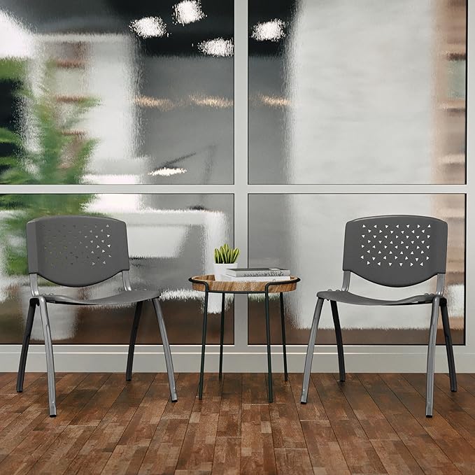 Flash Furniture HERCULES Series 880 lb. Capacity Gray Plastic Stack Chair