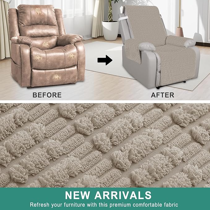 Foxdecor Recliner Chair Covers, Recliner Cover Non-Slip Chair Covers, Washable
