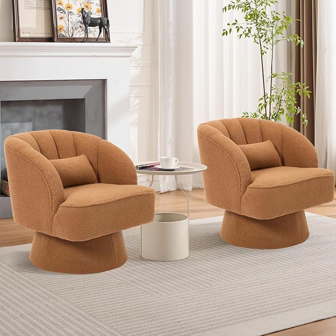 Garvee Ultra-Plush Swivel Accent Chair, 360° Barrel Lounge Chair