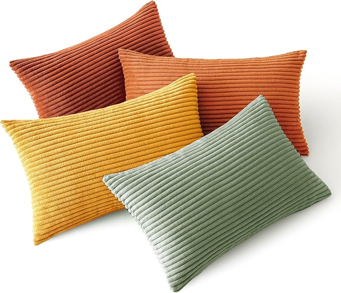 MIULEE Decorative Throw Pillow Covers 12x20 Inch Set of 4, Vibrant Cushion
