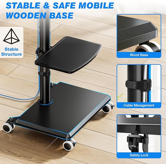 Rfiver Rolling TV Stand with Shelf