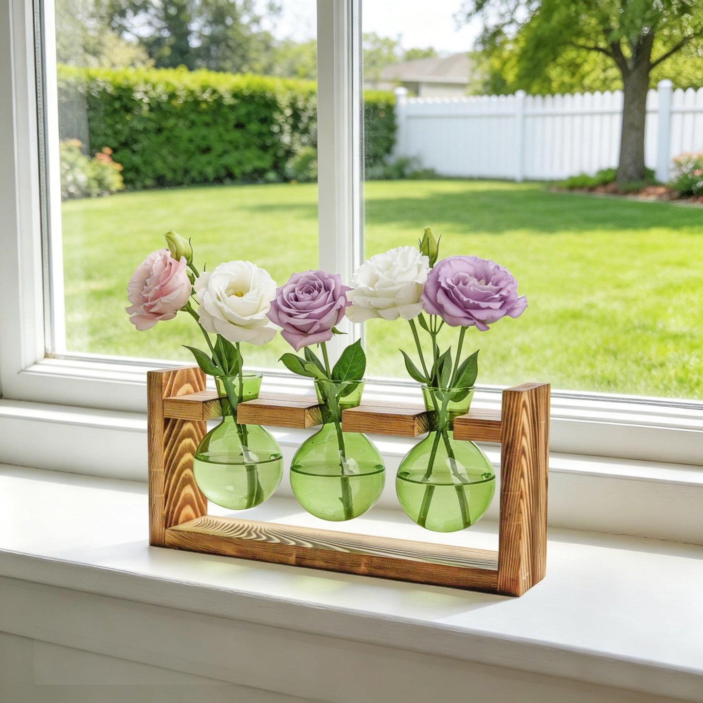 XXXFLOWER Glass Plant Terrarium Propagation Station, Gifts for Mom Plant Lovers Wife Daughter, 3 Bulb Glass Vase Plant Terrarium Tabletop for Hydroponics Home Office Indoor Decor (Green)