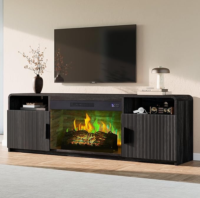 AMERLIFE 70" Fluted Fireplace TV Stand