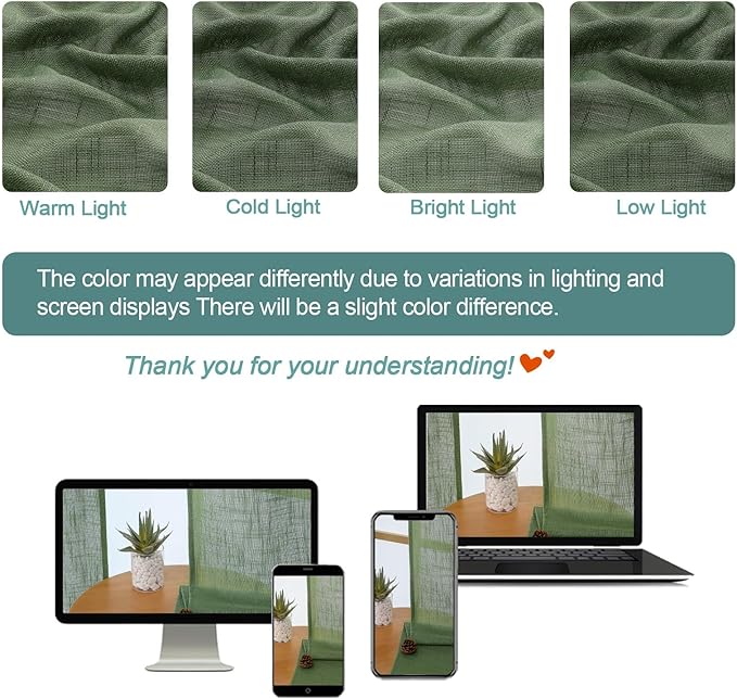 Chyhomenyc Semi Sheer Curtains 63 Inch Length 2 Panels