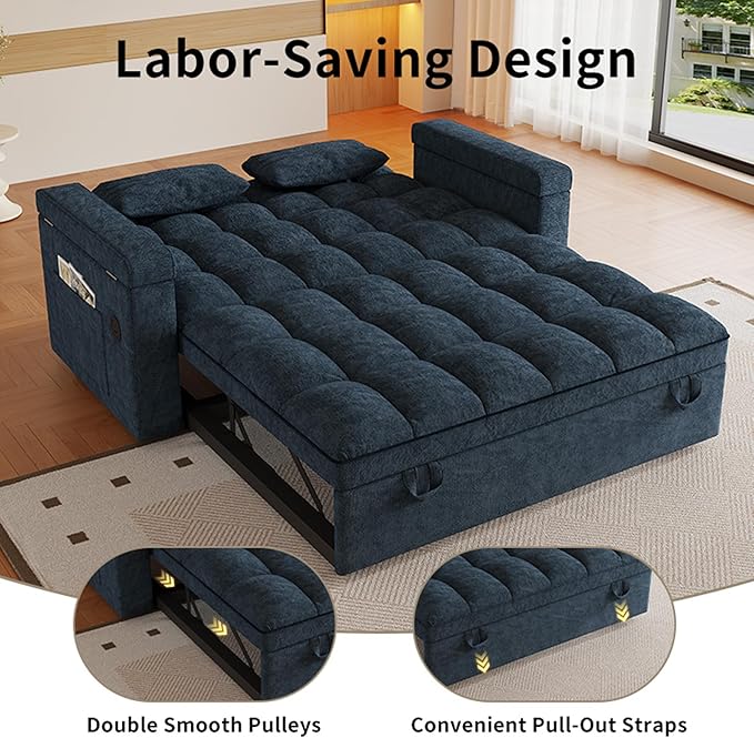 3 in 1 Convertible Sleeper Sofa, 65in Sleeper Couch