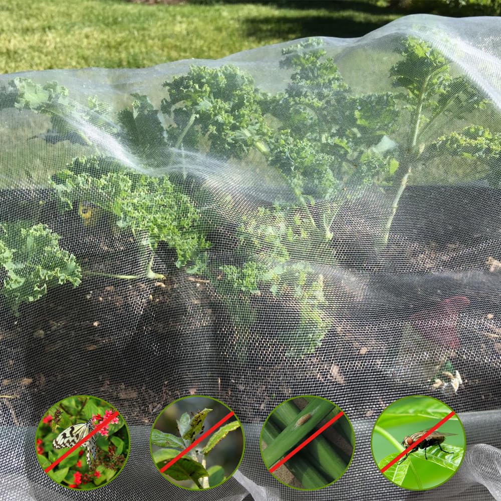 Vocray 10X10Ft Garden Netting Pest Barrier – Ultra Fine Mesh Netting Plant Covers & Row Cover, Protects Vegetables, Fruits, Flowers from Mosquitoes, Insects, Birds, Deer & Squirrels