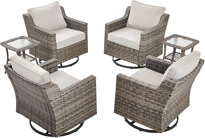 Patio Wicker Chairs Swivel Rocker-Outdoor Swivel Rocker Chair Set of 4