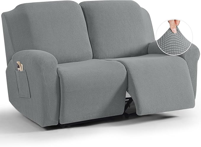 TAOCOCO Recliner Loveseat Slipcover, 6 Pieces Dual Recliner Sofa Covers