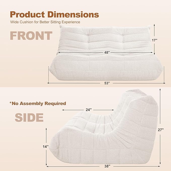 Bean Bag Loveseat Chair Big Sofa Beanbag Chair