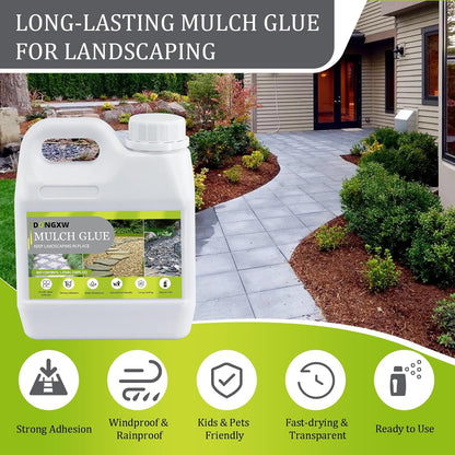 Mulch Glue for Landscaping 1.25 Gallon, Long-Lasting Rock Glue Gravel Binder, Strong Rubber Mulch Stabilizer Landscape Mulch Anchor for Pea Gravel, Max Concentrated Stones Lock Adhesive