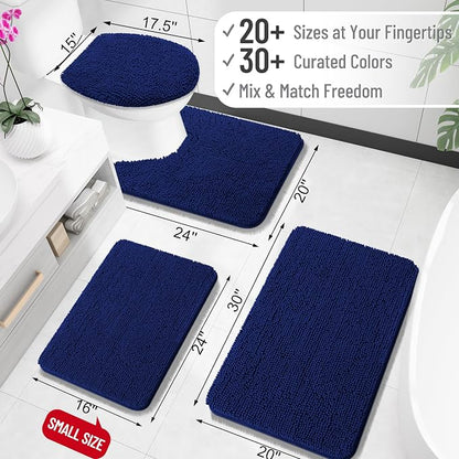 OLANLY Bathroom Rugs 35x24, Extra Soft Absorbent Chenille Bath Rugs, Rubber Backing Quick Dry, Machine Washable Bath Mats for Bathroom Floor, Tub and Shower, Home Decor Accessories, Navy