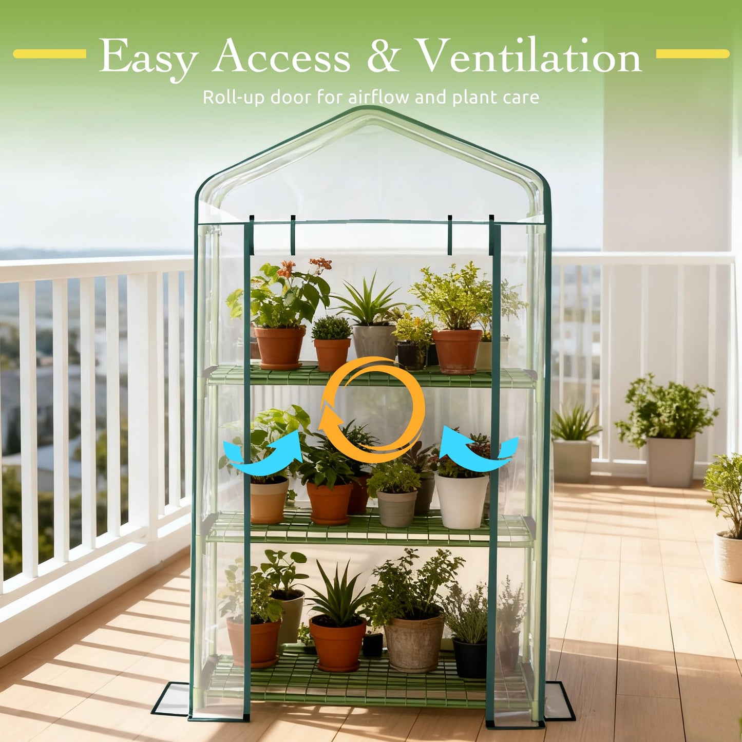 OnlyGarden Mini Greenhouse for Outdoor Indoor, 3 Tier Shelves Small Green House for Winter, Portable Greenhouses with PE-Coated Metal Frame Heavy Duty PVC Cover, Plant Rack Stand House 2.3x1.6x4.2ft