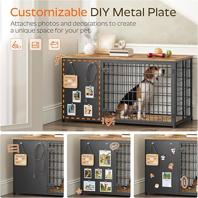 YATINEY Foldable Dog Crate Furniture, 47.2" Dog Crate