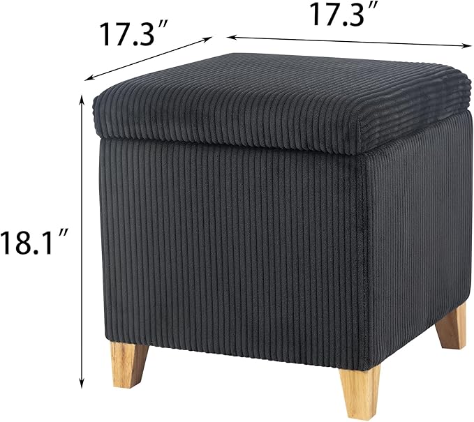 Adeco Faux Fur Storage Ottoman Cube, Upholstered Small Bench