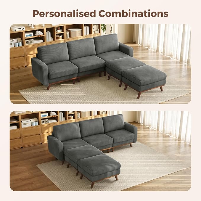 Vesgantti 97" Modular Sectional Sofa Dark Gray, U-Shaped Couch