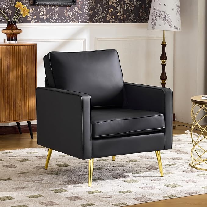 VINGLI Modern PU Leather Accent Chair, Single Sofa Chair