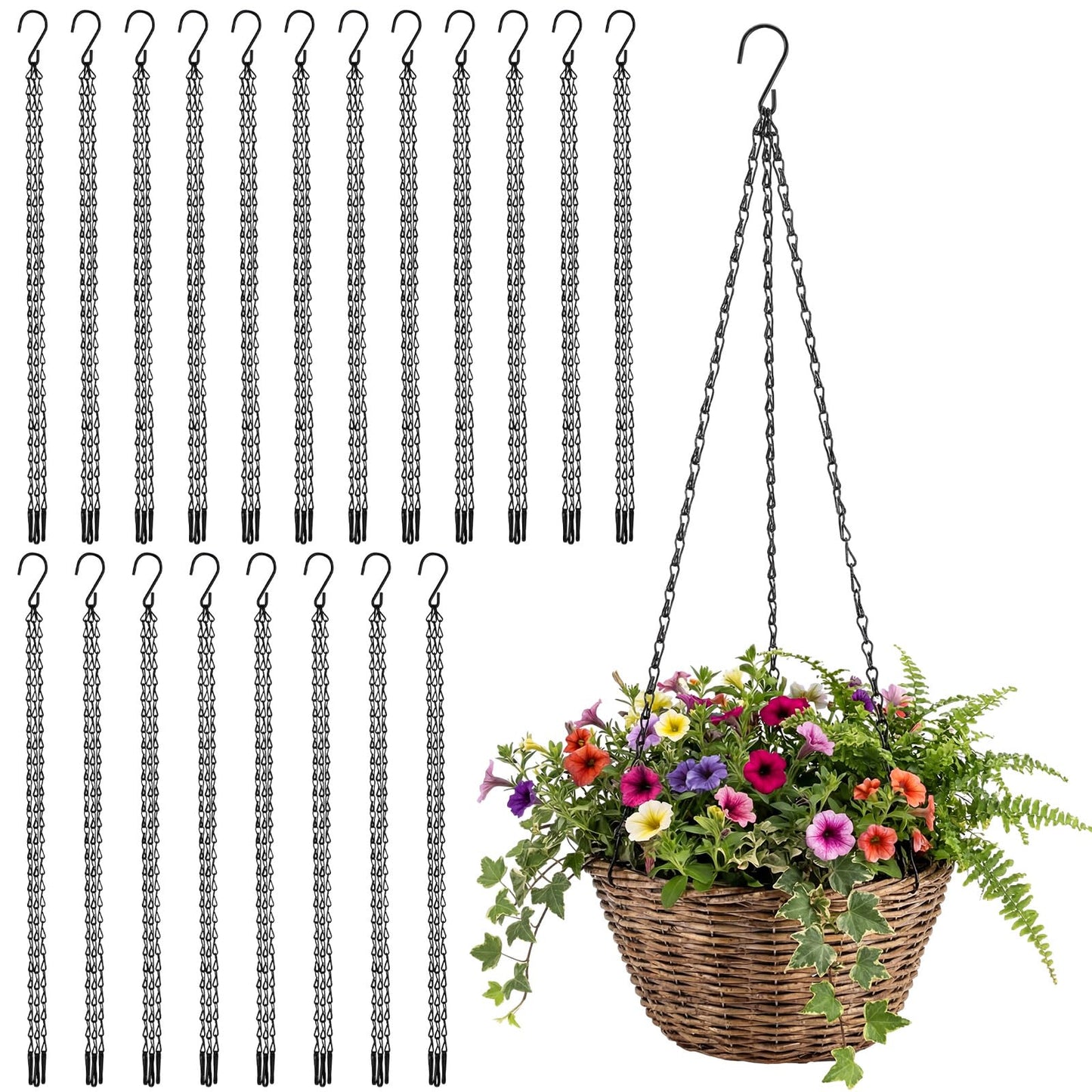 Otoolling 20 Pack 23 Inch Hanging Basket Chain Plant Hanging Chains with Hook Flower Pot Hangers Metal Plant Hanger Replacement Pot Holder for Planters, Bird Feeders and Lanterns