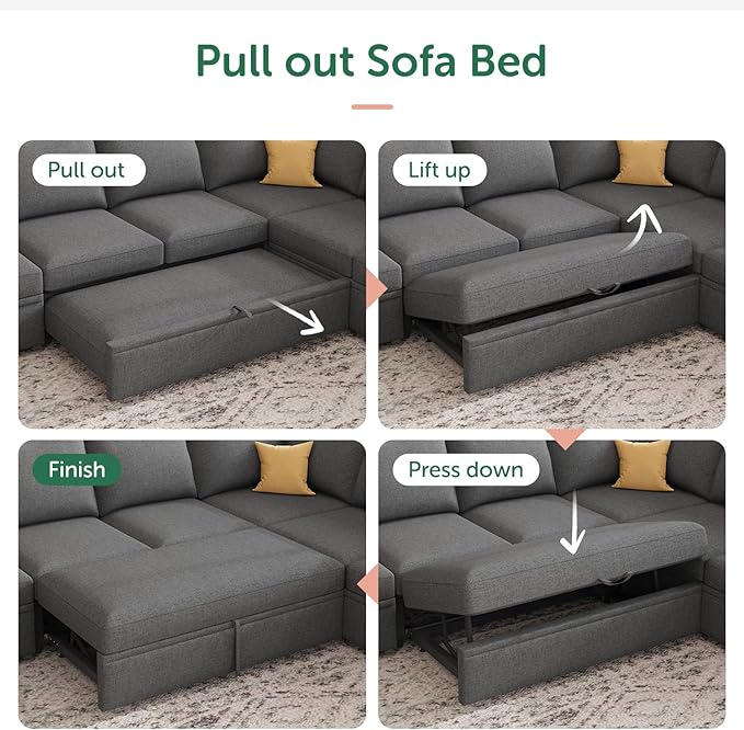 HONBAY Modular Sectional Sleeper Sofa Bed,