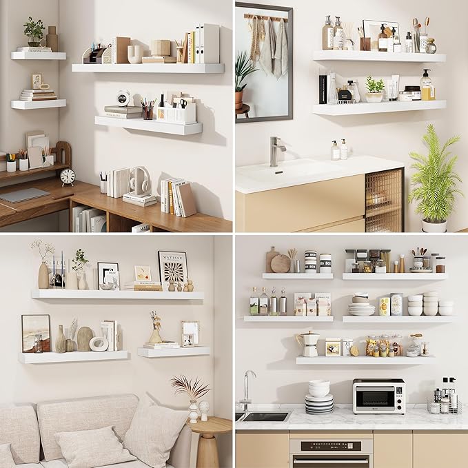 fuqing Floating Shelves for Wall, Wall Mounted Wood Floating Shelf