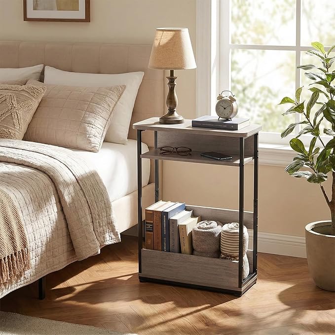 Narrow Side Table, 3-Tier Slim End Table