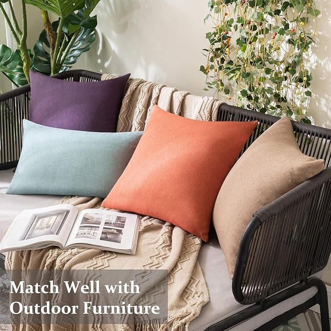 MIULEE Pack of 2 Decorative Outdoor Solid Waterproof Throw Pillow Covers Spring
