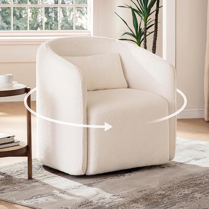 Oversized Boucle Swivel Accent Chair