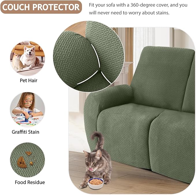 ALIECOM 100% Waterproof Recliner Sectional Couch Covers L Shape Stretch Corner