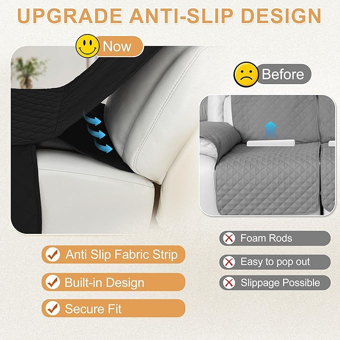 HDCAXKJ 100% Waterproof Reclining Sectional Couch Covers L Shape Recliner Sofa