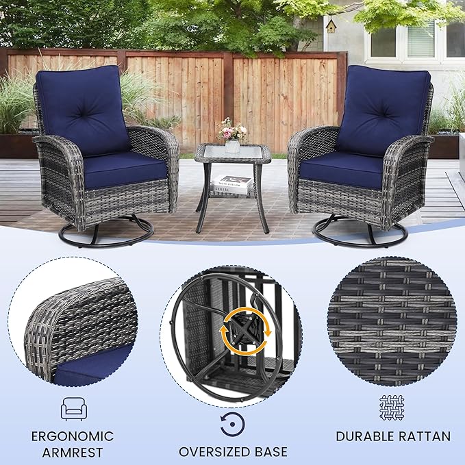 wildformers Luxury Outdoor Swivel Wicker Glider Patio Chairs
