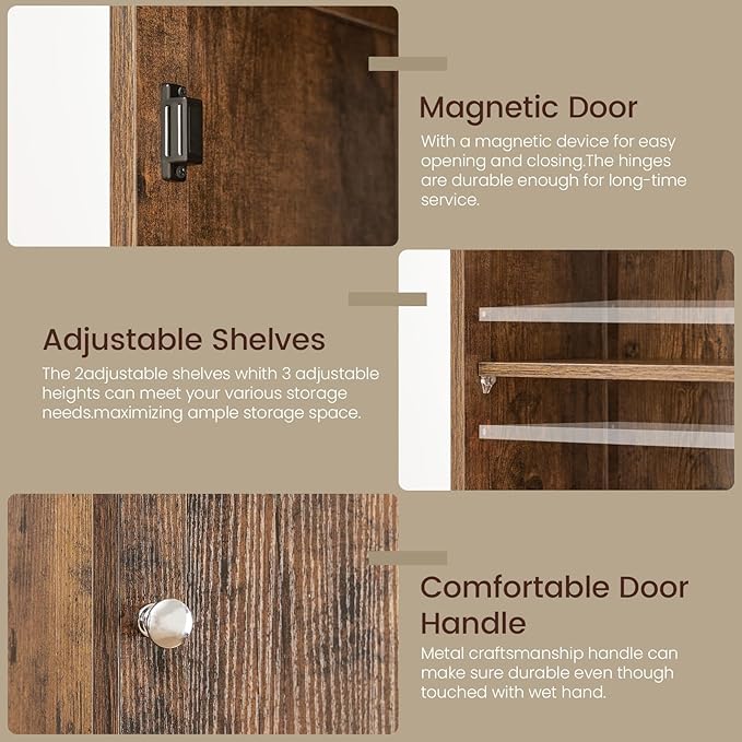 Iwell 67" Tall Storage Cabinet, Bathroom Cabinet