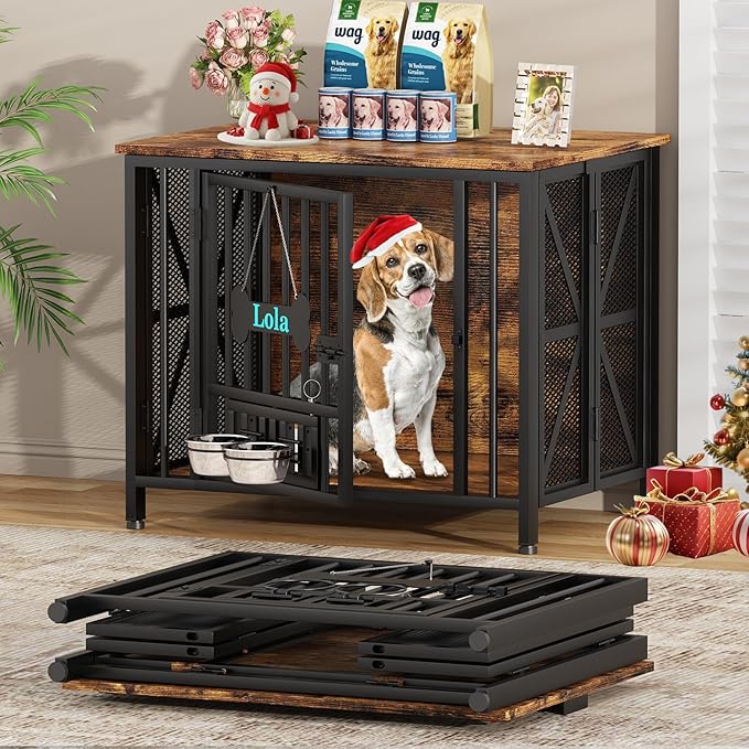 Easycom Dog Crate Furniture, 31.5" Assembly-Free Dog Crates