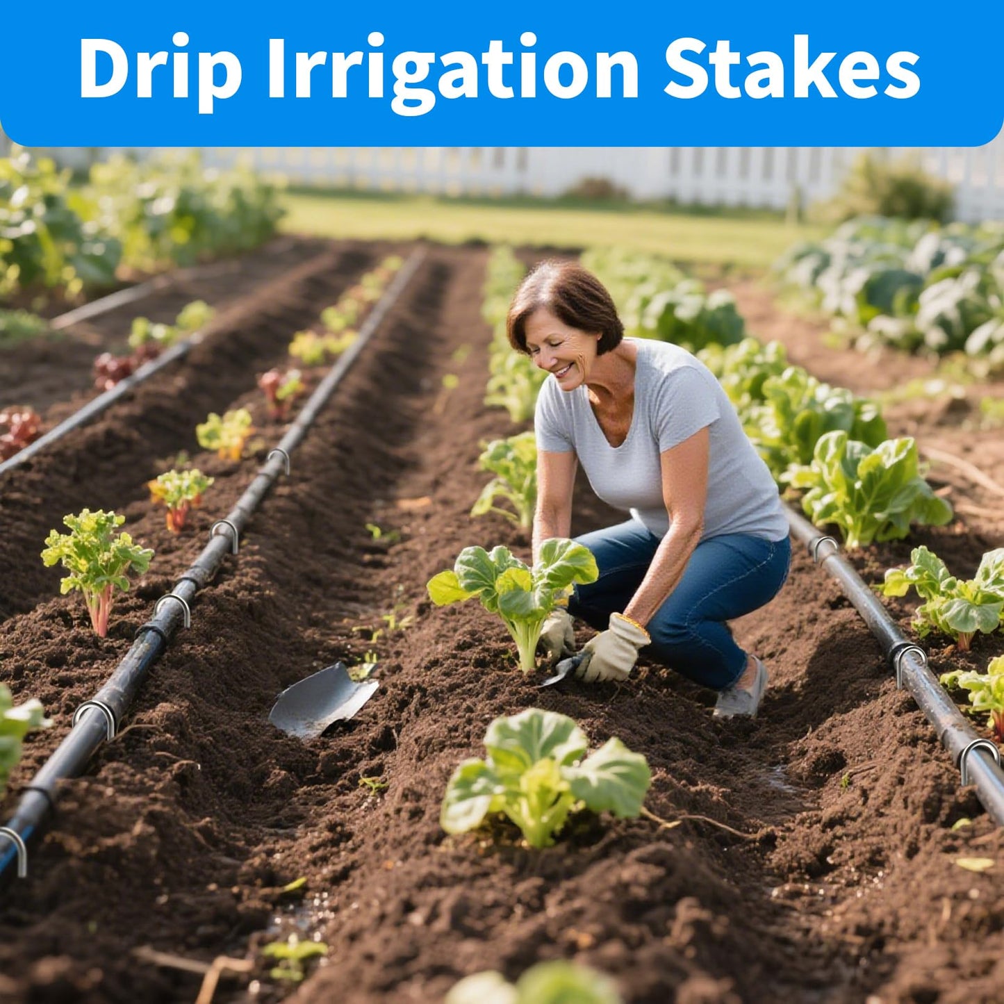 MySit 6 Inch 50 Pack U Shaped Garden Stakes, Heavy Duty 11 Gauge Galvanized Drip Irrigation Stakes Landscape Staples for 1/2" to 1-1/2" Soaker Hose, Weed Barrier, Yard Decorations, Fencing