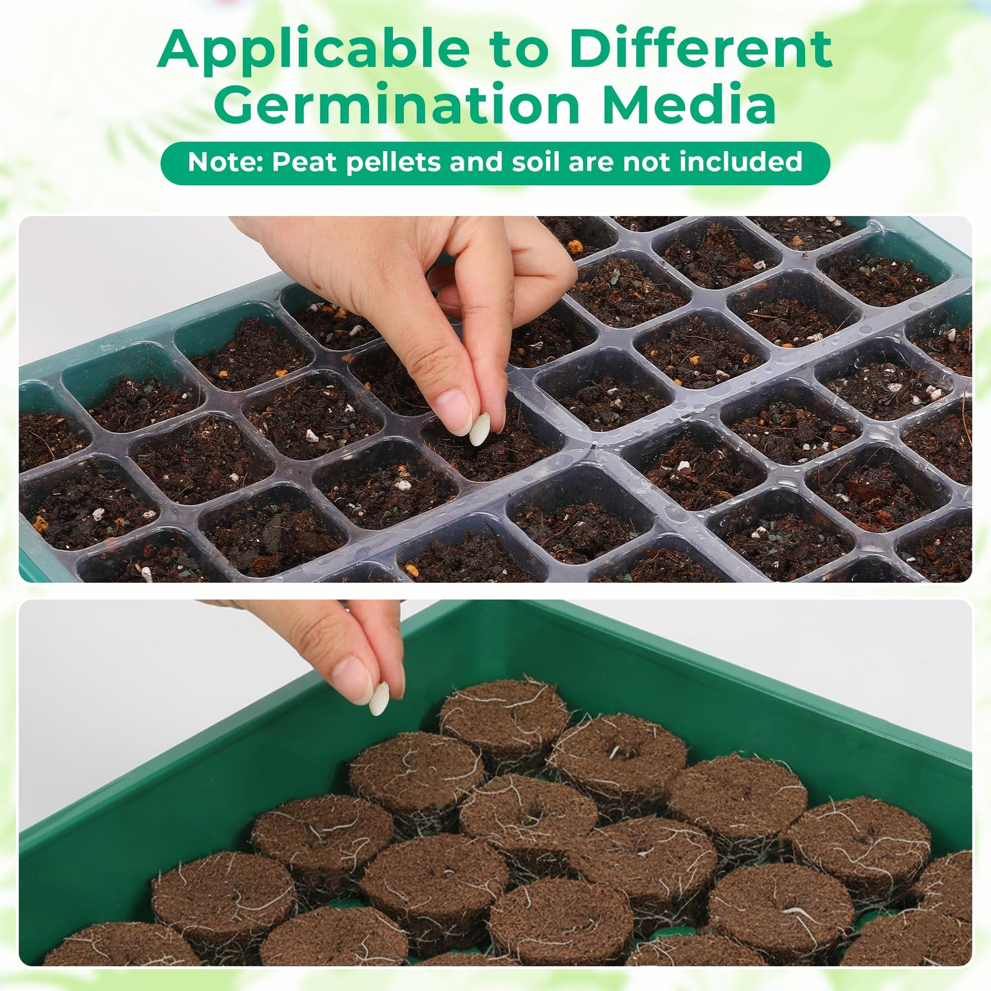Hanaoyo 192 Cells Seed Starter Tray, 4 Packs Seed Starter Kit with Humidity Vented Domes and High Lid, Germination Kit for Indoor Greenhouse Seed Starter