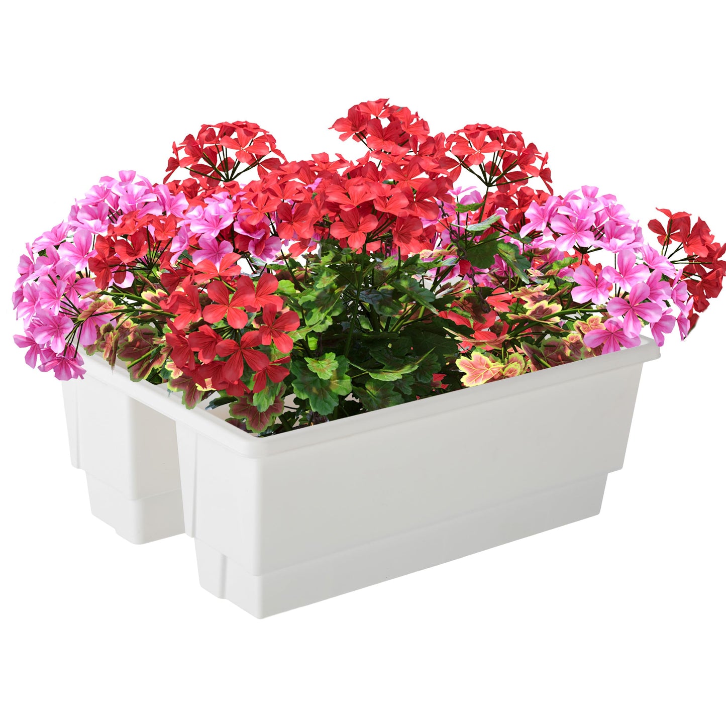 Railing Planter Box 2-Pack - 20.75-Inch Flower Boxes with Removable Drainage Inserts - 6-Gallon Outdoor Planters for Porch, Deck, or Balcony Decor, Fits Rail 3” - 4” by Pure Garden (White)