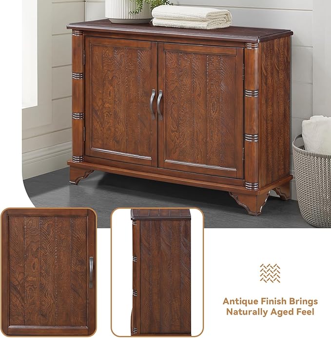 40" Solid Wood Buffet Storage Cabinet, Vintage Console Table