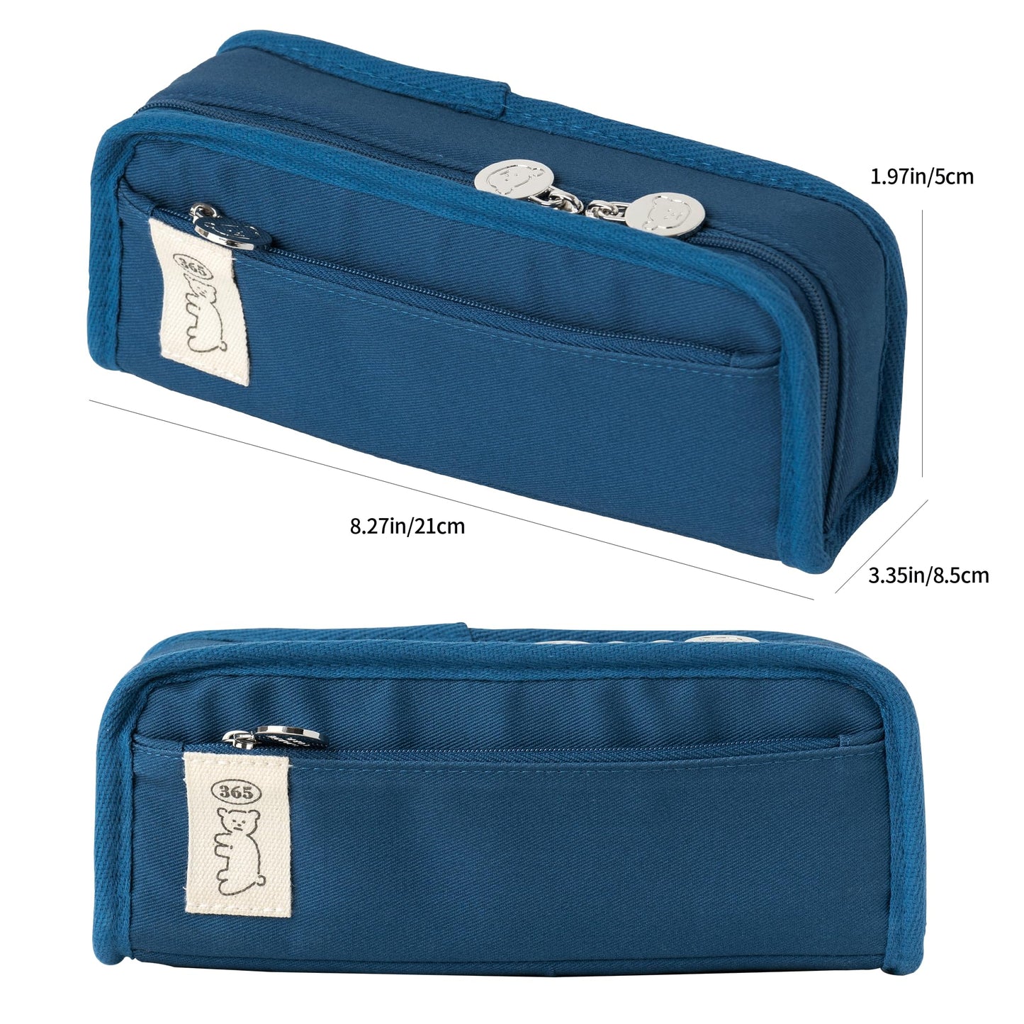 brunch brother Daily Blue Pencil Case, Large Capacity Pencil Pouch with Ample Storage, Simple Design for Students and Professionals