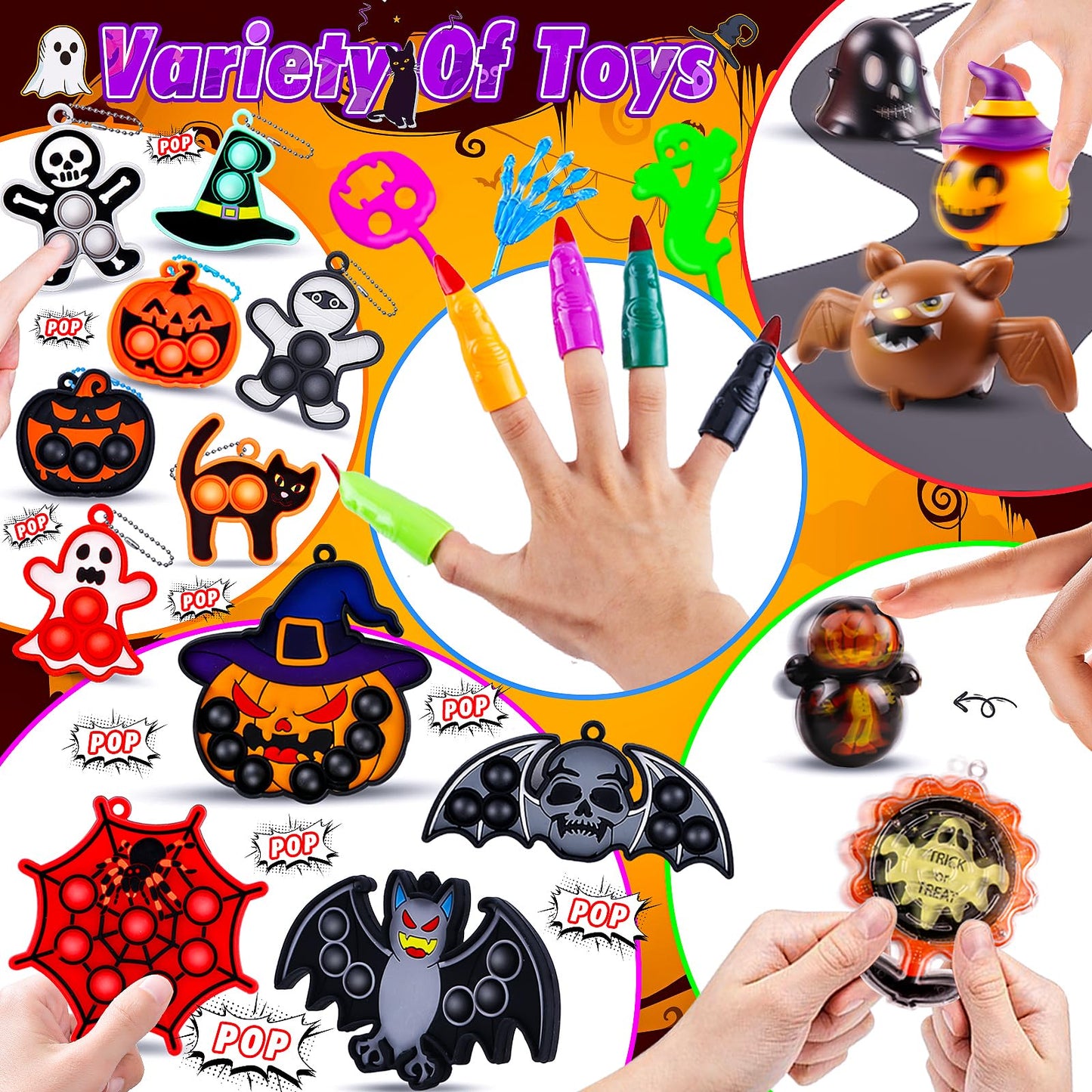 KissFree 500 PCS Halloween Party Favors for Kids, Halloween Toys Bulk, Halloween Goodie Bag Fillers, Non-Candy Treats for Kids, Classroom Prizes