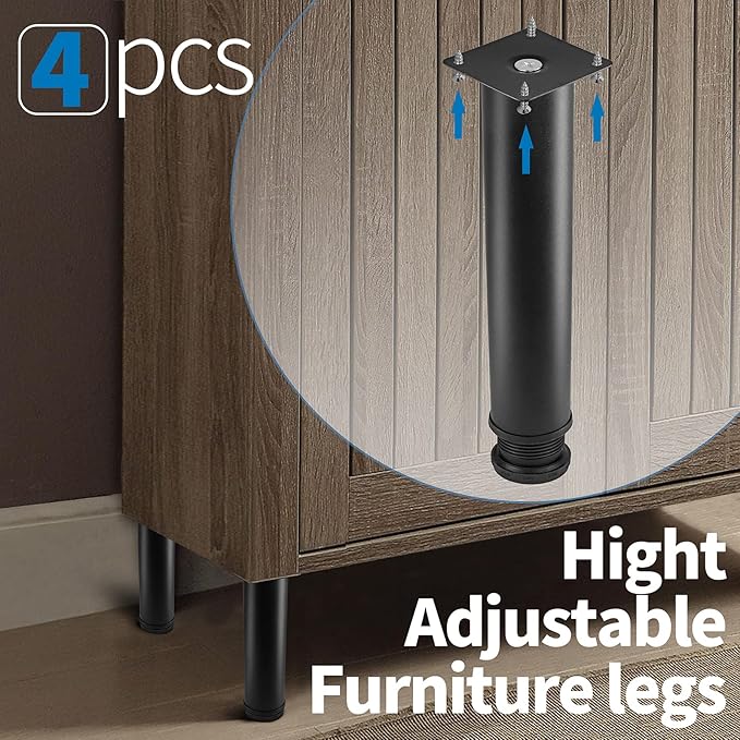 8 Inch Metal Furniture Legs Stainless Steel Adjustable Legs Black Metal Legs