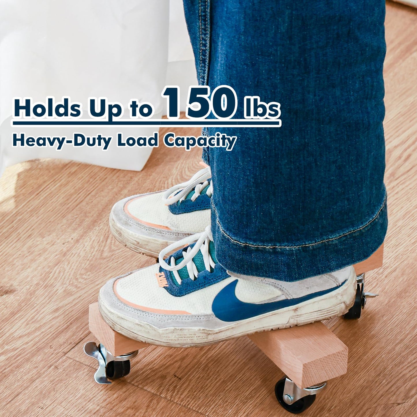 lucpur Wooden Plant Caddy with Wheels 12 Inch Rolling Plant Stand on Wheels Heavy Duty Plant Dolly for Large Plants Plant Roller with Wheels Planter Wheels Base Indoor & Outdoor