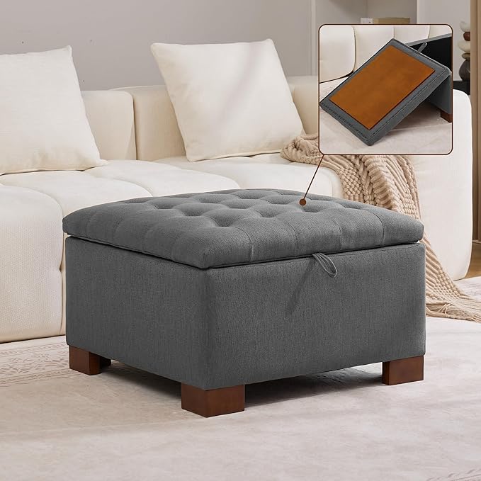 WUTUTUEE 30" Fabric Square Storage Ottoman